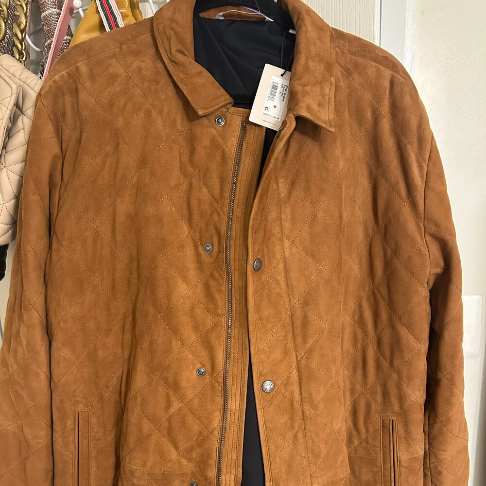 Peter Millar Suffolk Quilted Suede Travel Coat